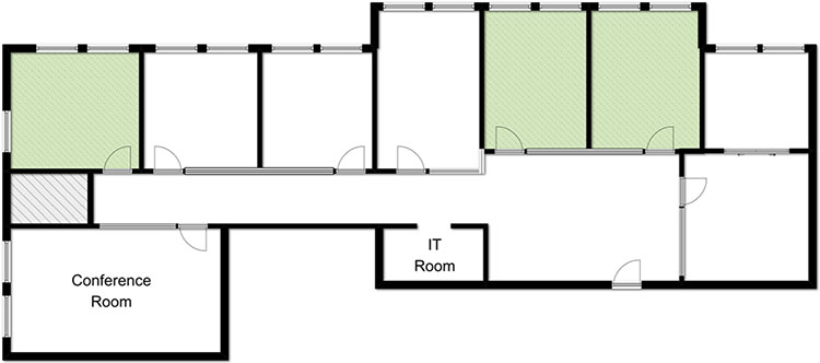 Floor plan of office space for sublease
